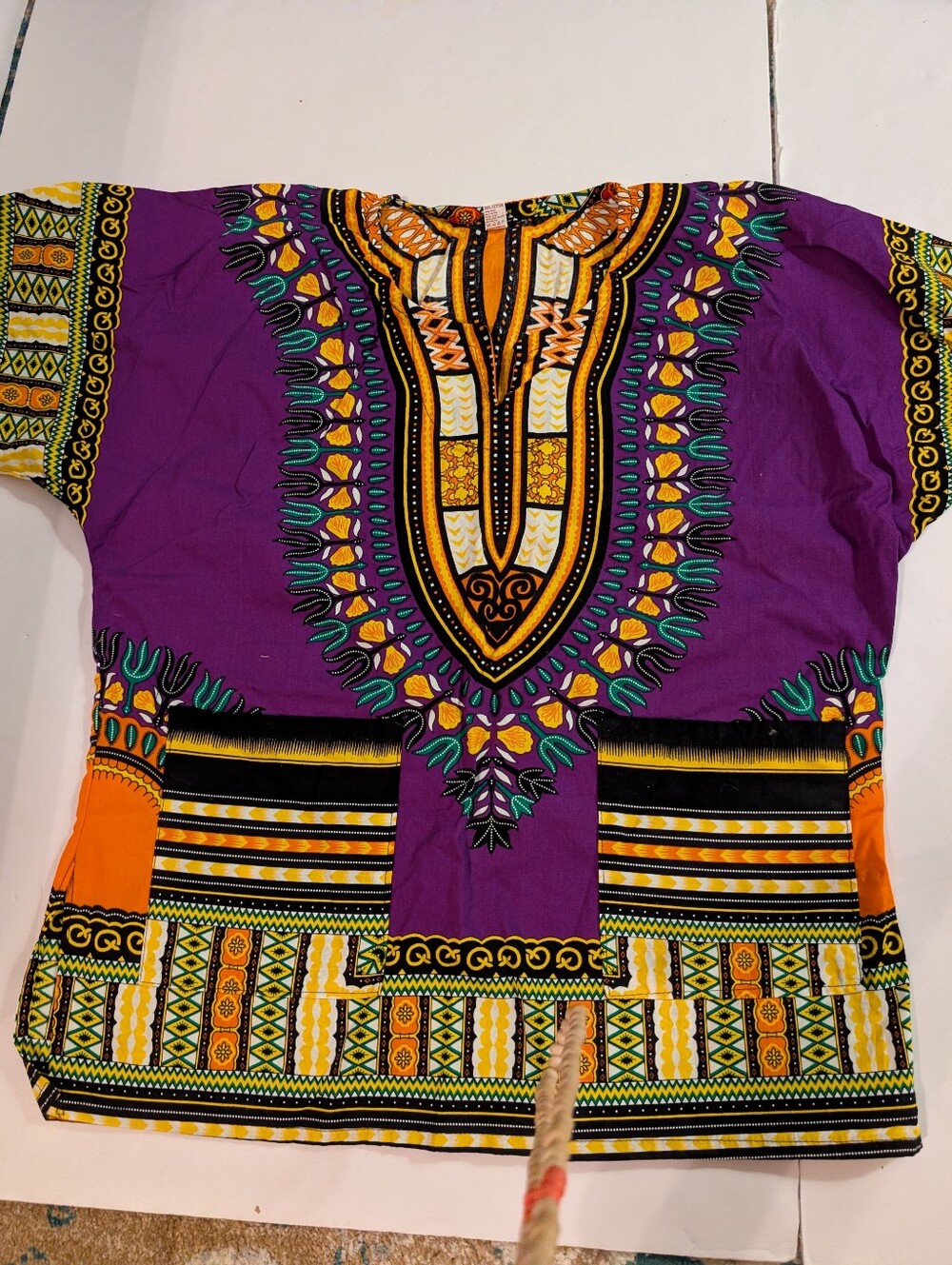 Dashiki-Style Short Sleeve Top Sz Medium